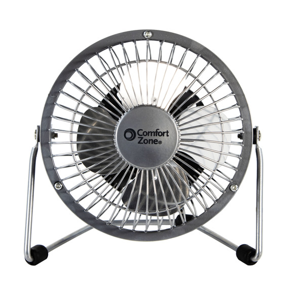 Comfort Zone 4 in. Silver Dual-Powered Desk Fan CZHV4S